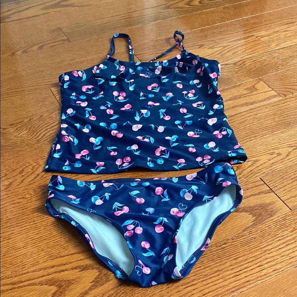 OshKosh B'gosh Kids Swim Bikini - Navy with Pink and Blue Cherry Print
